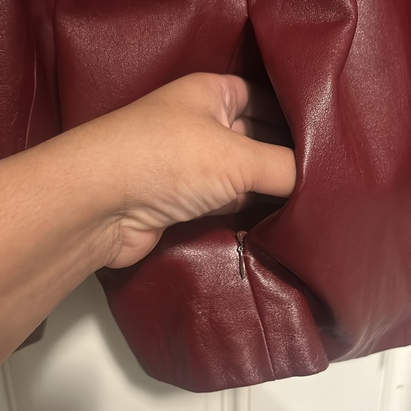 Like New Beautiful Pure Leather jacket in Burgundy with pockets and zippers. - Picture 2 of 5